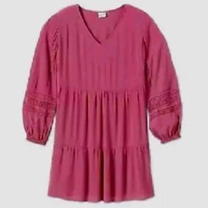 Ava & Viv Rose Balloon Sleeve Tiered Skirt Dress